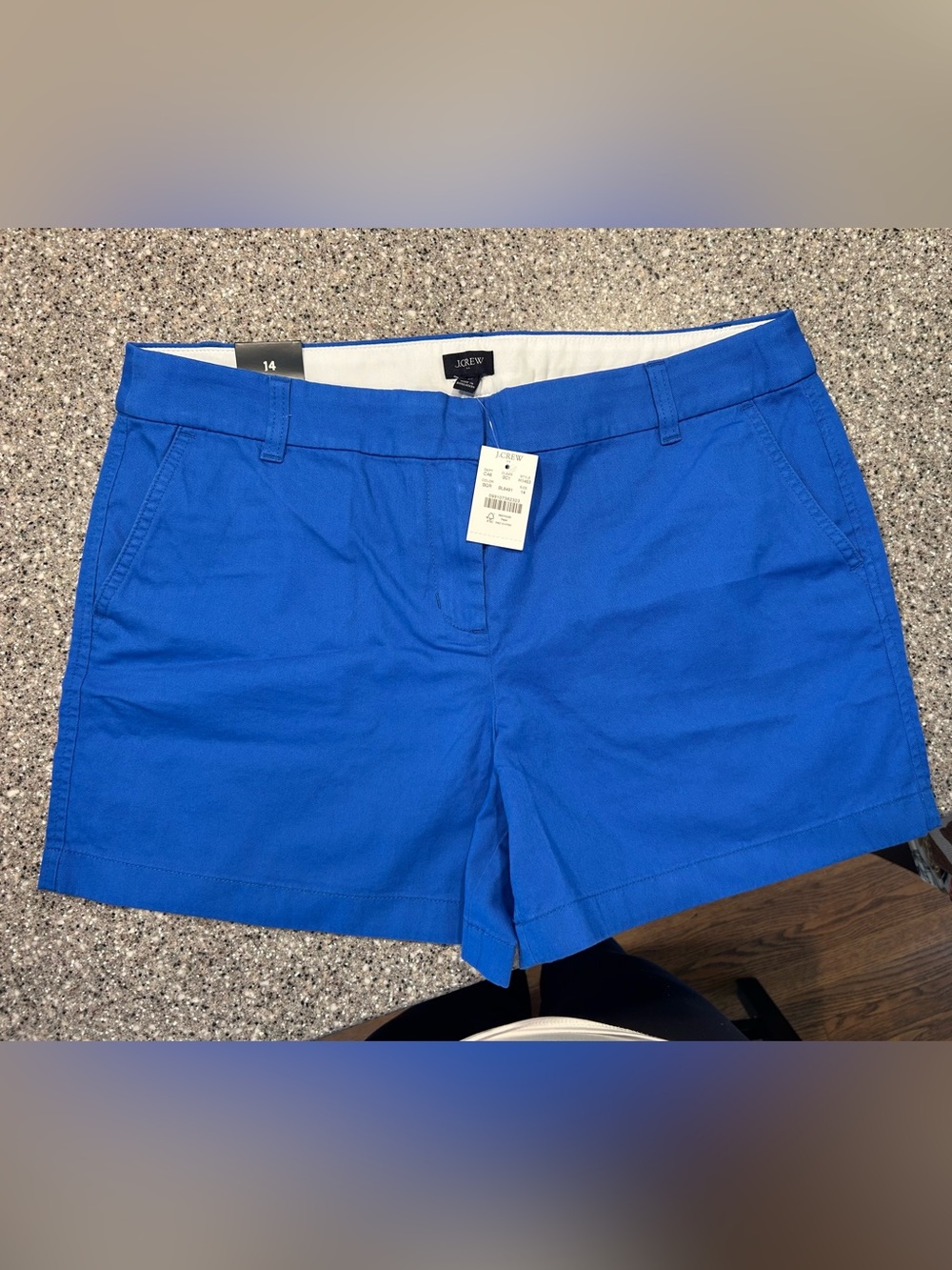 J. Crew Women’s Royal Blue Chino Shorts 5 inch inseam, size 14, New with tags